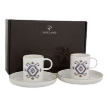 Porland Arabesque Desen 5 2 Kişilik 85 cc Kahve Takımı