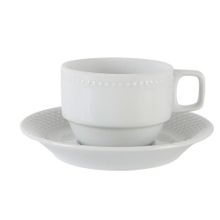 Porland Collet Beyaz 150 cc Tabaklı Çay Fincanı