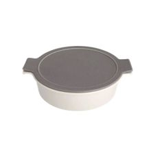 Porland Cookland Isıya Dayanıklı 2 lt Porselen Koyu Gri Kapaklı Basık Tencere