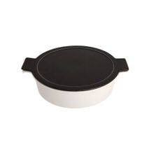 Porland Cookland Isıya Dayanıklı 2 lt Porselen Siyah Kapaklı Basık Tencere