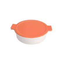 Porland Cookland Isıya Dayanıklı 2 lt Porselen Turuncu Kapaklı Basık Tencere