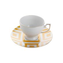 Porland Morocco Desen 3 Sarı 170 CC Tabaklı Çay Fincanı
