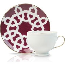 Porland Morocco Desen 5 170 cc Fuşya Tabaklı Çay Fincanı