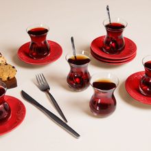 Porland Suzanne Seasons Kırmızı 12 Parça 6 Kişilik Çay Takımı