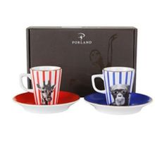 Porland Wild Life Monkey Giraffe 80 cc 2 Kişilik Kahve Takımı