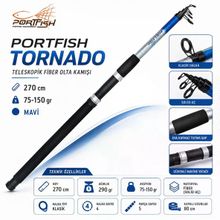 Port Fish Tornado Mavi 75-150 GR 270 CM Teleskopik Fiber Olta Kamışı
