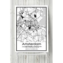 Postermanya Hollanda Amsterdam Harita Dekoratif Tasarım 80x115 cm Poster