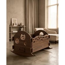 Praktura Cobe Sallanan Ahşap Beşik Doğal Kontrplak Çocuk Beşiği Geçme Sistem 60X100X60 cm - Ceviz