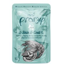 Pramy Skin Coat Jöle İçinde Karidesli Deniz Taraklı ve Ton Balıklı 70 gr Yetişkin Kedi Konservesi