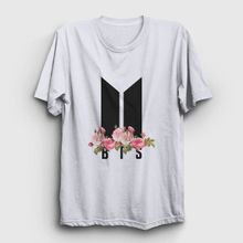Presmono Beyaz Flowers Bts Unisex T-Shirt