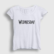 Presmono Beyaz Logo Wednesday Addams Family Addams Ailesi Kadın T-Shirt