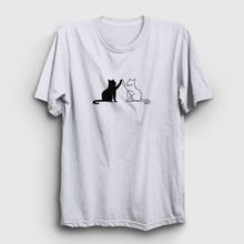 Presmono Black and White Cats Kedi Beyaz Unisex T-Shirt