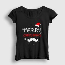 Presmono Mustache Merry Christmas Yılbaşı Kadın T-shirt