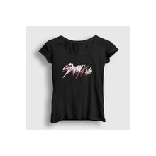 Presmono Siyah Logo V2 Stray Kids Kadın T-shirt