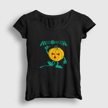 Presmono Siyah Pumpkin Helloween Kadın T-Shirt