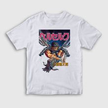 Presmono Unisex Çocuk Manga Anime Berserk Beyaz T-Shirt