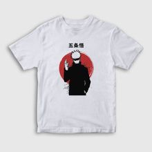 Presmono Unisex Çocuk Satoru Anime Jujutsu Kaisen Beyaz T-Shirt