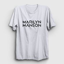 Presmono Unisex Logo Marilyn Manson Gri T-Shirt