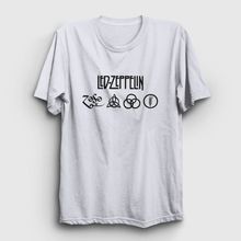 Presmono Unisex Symbols Led Zeppelin Beyaz T-Shirt