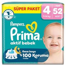 Prima Aktif Bebek No:4 Maxi 52 Adet Bebek Bezi
