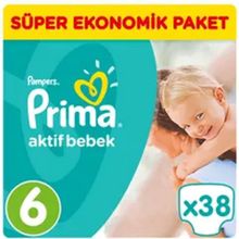 Prima Aktif Bebek No:6 XLarge 38 Adet Bebek Bezi