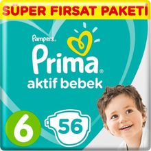 Prima Aktif Bebek No:6 XLarge 56 Adet Bebek Bezi