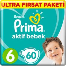Prima Aktif Bebek No:6 XLarge 60 Adet Bebek Bezi