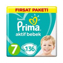 Prima Aktif Bebek No:7 XXLarge 136 Adet Bebek Bezi