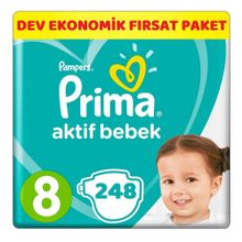 Prima Aktif Bebek No:8 XXXLarge 248 Adet Bebek Bezi