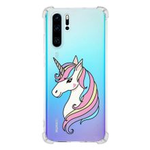 Printify Huawei P30 Pro Uyumlu Köşe Korumalı Antişok Kapak Unicorn Tasarımlı Şeffaf Kılıf