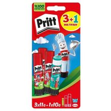Pritt 3x11 gr Küçük Kahramanlar Stick Yapıştırıcı ve 1x10 gr Simli Stick Yapıştırıcı