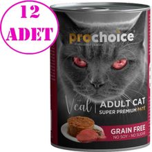 Pro Choice Dana Etli Tahılsız Ezme 12x400 gr Yetişkin Kedi Konservesi