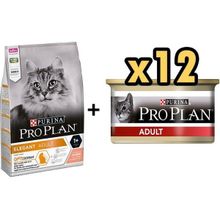 Pro Plan Elegant Somonlu 3 kg Yetişkin Kedi Maması + 12x85 gr Adult Tavuk Etli Yetişkin Kedi Konservesi