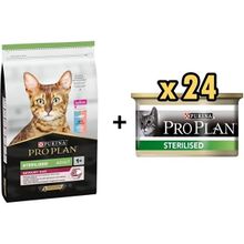 Pro Plan Morina ve Okyanus Balıklı 10 kg Kısırlaştırılmış Kuru Kedi Maması + 24x85 gr Sterilised Ton ve Somonlu Kısırlaştırılmış Kedi Konservesi