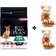 Pro Plan Somonlu Küçük Irk 3 kg Köpek Maması + 2x80 gr Wooc Ödül