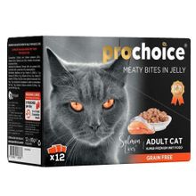 ProChoice Pouch Jöle İçinde Somonlu ve Ciğerli Tahılsız 85 gr 12 Adet Yetişkin Kedi Konservesi