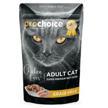 ProChoice Pouch Jöle İçinde Tavuklu ve Ciğerli Tahılsız Yetişkin Kedi Konservesi 85 gr 6 Adet Yetişkin Kedi Konservesi