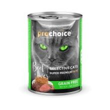 ProChoice Seçici Kediler için Sığır Etli ve Ciğerli Şekersiz Tahılsız Ezme 400 gr Kedi Konservesi