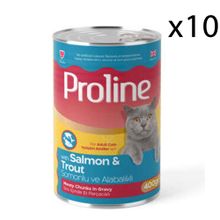 Proline 10x400 gr Somonlu ve Alabalıklı Yetişkin Kedi Konservesi