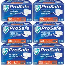 Prosafe 6 Paket 30'lu L-Büyük Boy Bel Bantlı Tekstil Yüzey Yetişkin Hasta Bezi