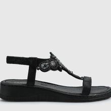 Provoq 4270116001200 Siyah Kadın Düz Sandalet