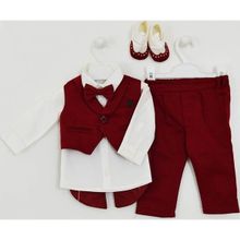 Pugi Baby 2042 3-6 Ay Şal Yaka Erkek Bebek Mevlüt Takımı