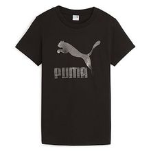 Puma 62559701 Classics Shiny Logo Siyah Günlük Stil Kadın T-Shirt