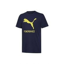 Puma 77313601 FSK Cat Tee Yuvarlak Yaka Düz Lacivert Sarı Erkek Fenerbahçe T-Shirt