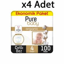 Pure Baby Organic No:4 Maxi 400 Adet Bebek Bezi