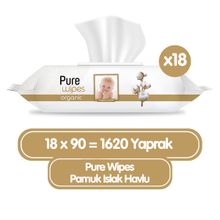 Pure Baby Organik Pamuklu 18x90 Adet Islak Mendil