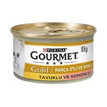 Purina 20x85 gr Gourmet Gold Parça Etli Soslu Somonlu ve Tavuklu Konserve Maması