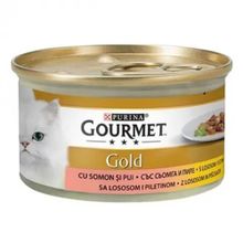 Purina 24x85 gr Gourmet Gold Parça Etli Soslu Somon Tavuk Etli Kedi Konserversi