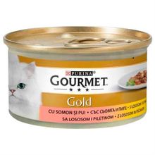 Purina Gourmet Gold 6×85 gr Parça Etli Soslu Somonlu Tavuklu Kedi Konservesi
