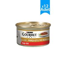Purina Gourmet Gold 85 gr 12 Adet Parça Sığır Etli Soslu Yetişkin Kedi Konservesi